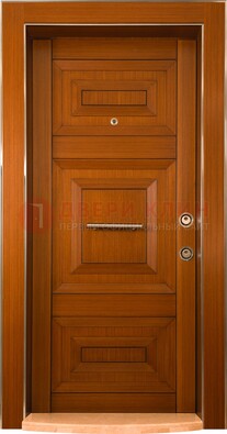 Коричневая входная дверь c МДФ панелью ЧД-10 в частный дом в Костроме