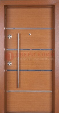 Коричневая входная дверь c МДФ панелью ЧД-35 в частный дом в Костроме