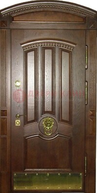 Хорошая стальная арочная дверь с декоративным элементом ДА-23 в Костроме