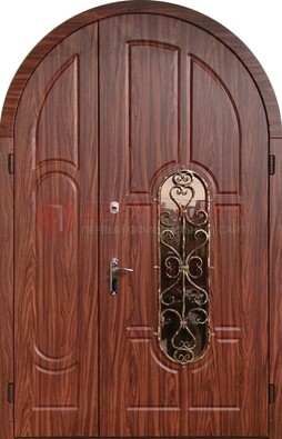 Арочная двухстворчатая стальная дверь Винорит ДА-54 в Костроме