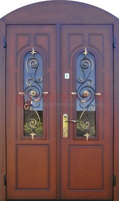 Двухстворчатая стальная дверь Винорит в форме арки ДА-55 в Костроме