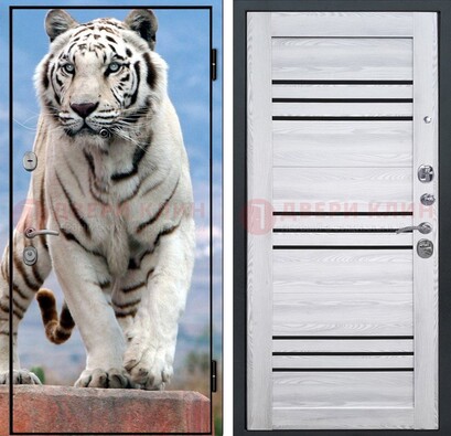 Стальная дверь с фотопечатью тигра ДФ-12 в Костроме