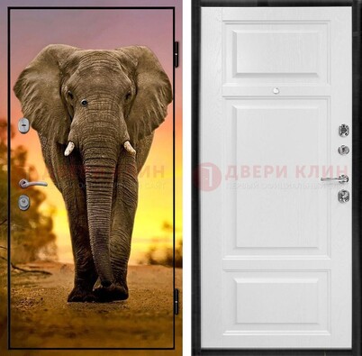 Металлическая дверь с фотопечатью слона ДФ-30 в Костроме