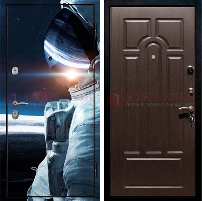 Стальная дверь с фотопечатью космонавта ДФ-4 в Костроме