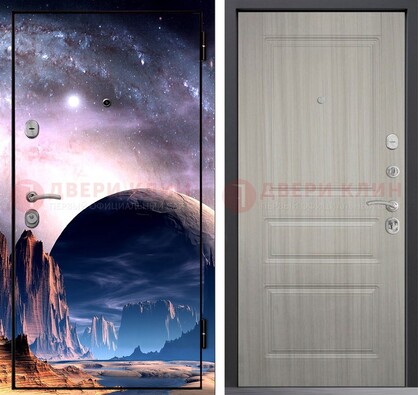 Железная дверь с фотопечатью космоса и планеты ДФ-50 в Костроме