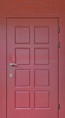 Красная стальная дверь с верхней фрамугой ДФГ-13 в Костроме