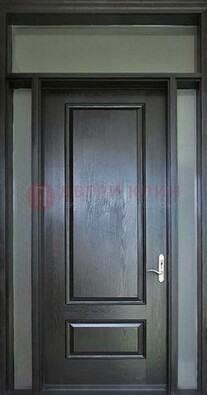Черная металлическая дверь с фрамугами и стеклом ДФГ-24 в Костроме