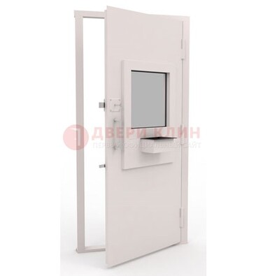 Белая металлическая дверь в кассу с нитроэмалью ДКС-4 в Костроме
