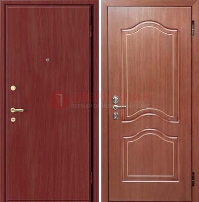 Красная металлическая дверь с ламинатом МДФ внутри ДЛ-8 в Костроме