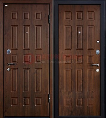 Коричневая металлическая дверь с МДФ ДМ-156 для квартиры в Костроме