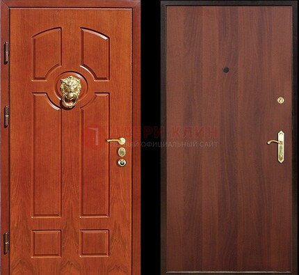 Оранжевая стальная дверь с МДФ ламинат внутри ДМ-18 в квартиру в Костроме