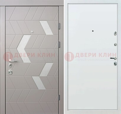 Светлая металлическая дверь с терморазрывом и МДФ панелью ДМ-190 в Костроме