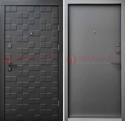 Темная стальная филенчатая дверь с МДФ ДМ-221 в Костроме