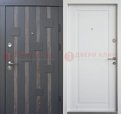Темная металлическая дверь c белом МДФ внутри ДМ-231 в Костроме