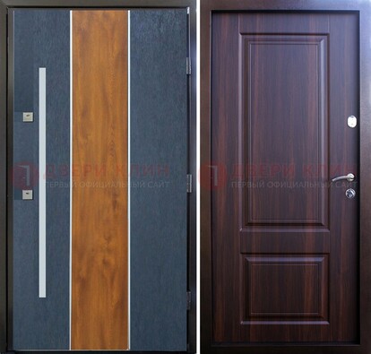 Современная входная дверь и с коричневой МДФ внутри ДМ-236 в Костроме