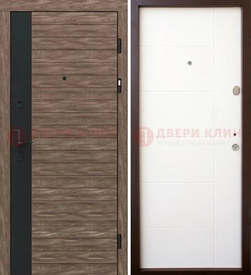 Коричневая входная дверь с черной вставкой МДФ ДМ-239 в Костроме