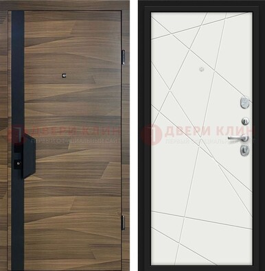 Стальная коричневая дверь МДФ c черной вставкой ДМ-267 в Костроме