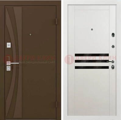 Стальная коричневая дверь с МДФ панелями ДМ-293 в Костроме