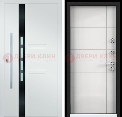 Металлическая дверь в белом цвете с МДФ ДМ-323 в Костроме