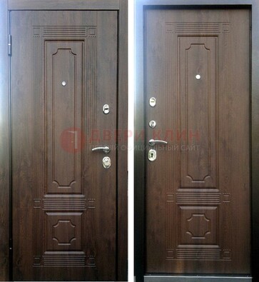Коричневая металлическая дверь с МДФ ДМ-32 на дачу в Костроме