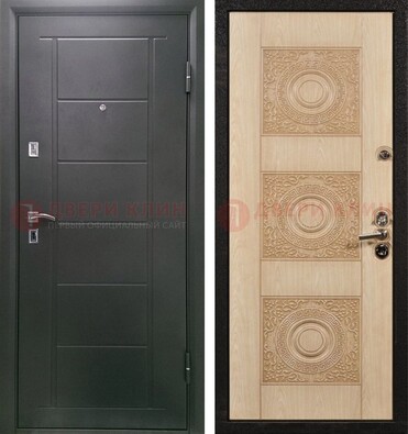 Темная железная дверь с МДФ в квартиру ДМ-344 в Костроме