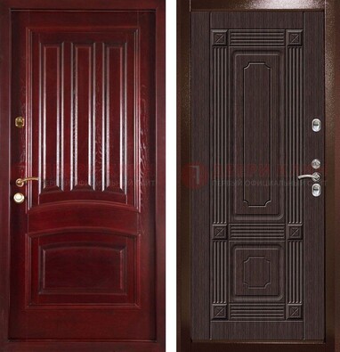 Красная стальная дверь с филенчатой МДФ ДМ-398 в Костроме