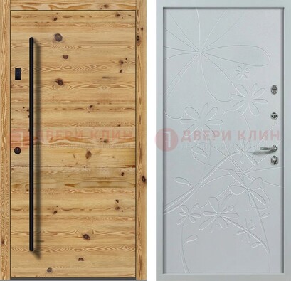 Металлическая дверь с МДФ в светлом цвете ДМ-412 в Костроме