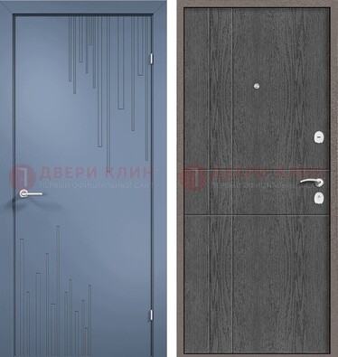 Синяя металлическая дверь МДФ в квартиру ДМ-434 в Костроме