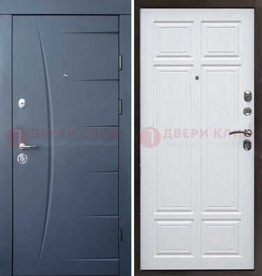 Темно-синяя стальная дверь МДФ белая внутри ДМ-435 в Костроме