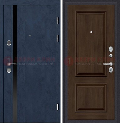 Синяя входная дверь МДФ с обеих сторон ДМ-473 в Костроме