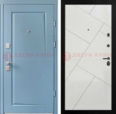 Синяя железная дверь с МДФ панелями ДМ-491 в Костроме