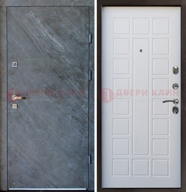 Железная дверь с МДФ серая и белая ДМ-505 в Костроме