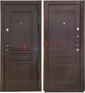 Антивандальная коричневая железная дверь с МДФ ДМ-61 в Костроме