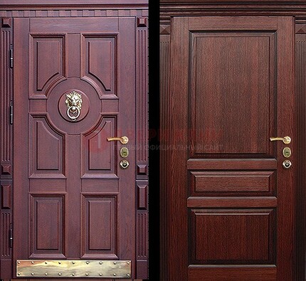 Темная входная дверь с массивом дуба с декоративной вставкой ДМД-6 в Костроме