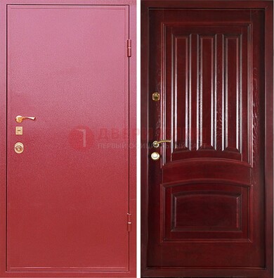 Красная металлическая дверь с порошковым напылением ДП-165 в Костроме