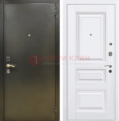 Железная темно-серая дверь с порошковым напылением и белой МДФ ДП-274 в Костроме