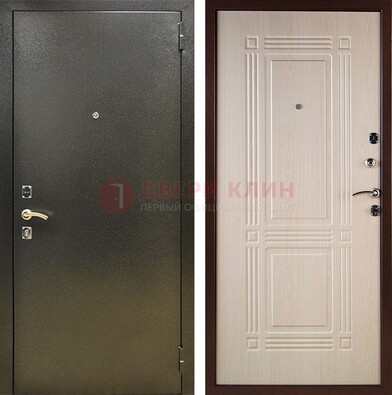 Стальная темно-серая дверь с порошковым напылением и МДФ Белый дуб ДП-277 в Костроме