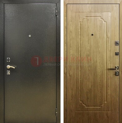Темно-серая входная дверь с порошковым покрытием и МДФ Золотой дуб ДП-291 в Костроме