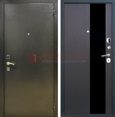 Входная темная дверь с порошковым покрытием и МДФ со стеклом ДП-294 в Костроме