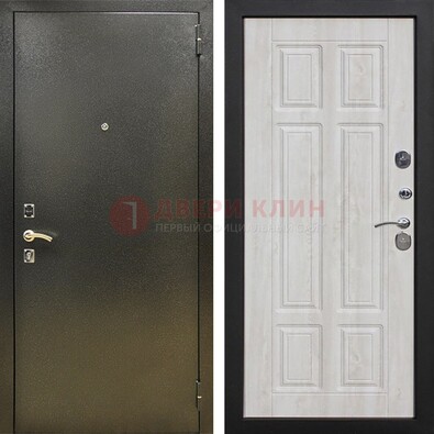 Входная темно-серая дверь с порошковым напылением и МДФ с филенкой ДП-302 в Костроме