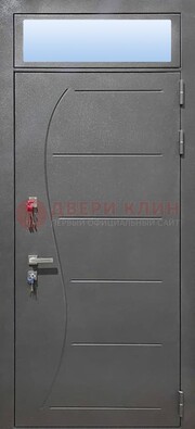 Чёрная входная дверь с порошковым окрасом и стеклом ДП-313 в Воронеже