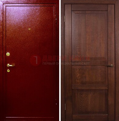 Красная железная дверь с порошковым окрасом ДП-58 в Дзержинском