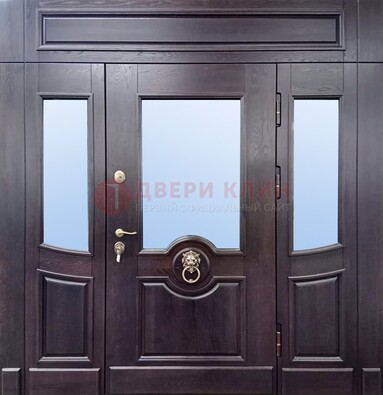 Филенчатая металлическая дверь с панелью МДФ и стеклом ДПР-102 в Костроме
