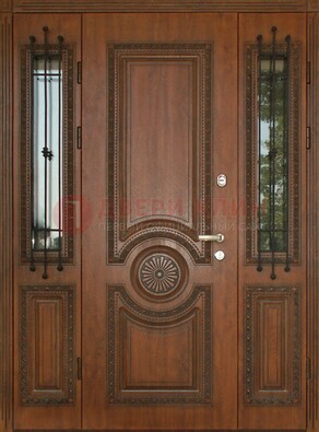 Парадная распашная стальная дверь Винорит со стеклом ДПР-106 в Костроме