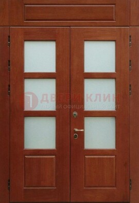Металлическая парадная дверь со стеклом ДПР-69 для загородного дома в Костроме