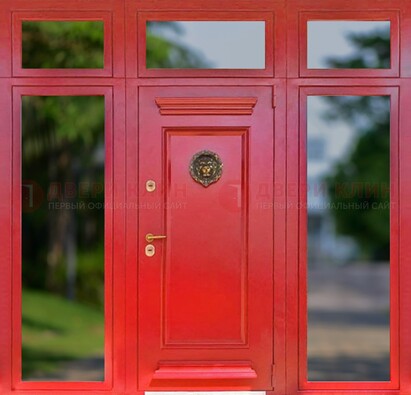 Красная парадная дверь для частного дома ДПР-88 в Костроме