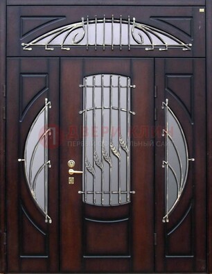 Парадная дверь со стеклянными вставками и ковкой ДПР-9 для улицы в Костроме