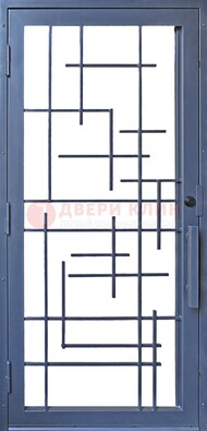 Современная железная решетчатая дверь синяя ДР-31 в Костроме