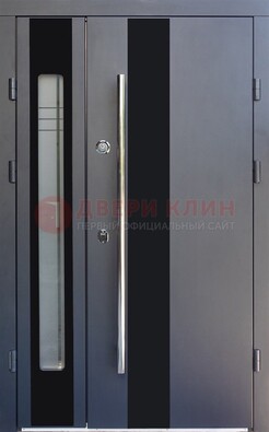 Серая стальная дверь со стеклом ДС-11 в Костроме