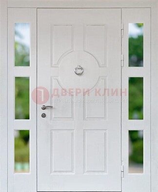 Белая стальная дверь со стеклом и фрамугами ДС-20 в Костроме